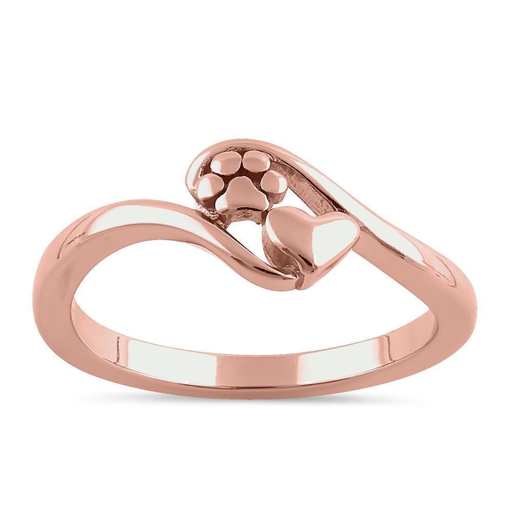 Rose Gold Vermeil Paw & Heart Ring New